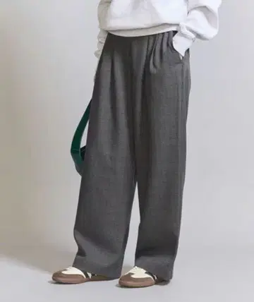 BEAUTY&YOUTH 글렌체크 턱 와이드 팬츠 워셔블