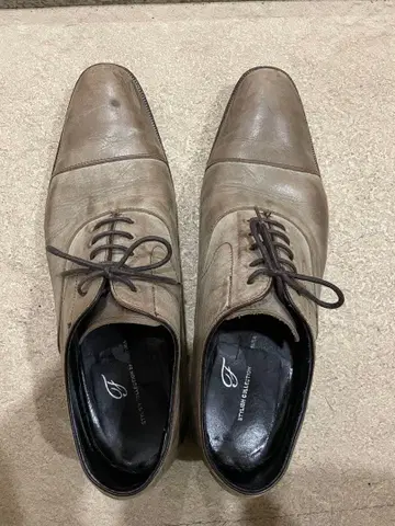 [레어] 남성용 가죽 신발 스트레이트 팁 그레이