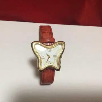 정크제품 HANAE MORI 오렌지 버터플라이형 쿼츠 손목시계