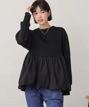 [ 새상품 ] 부즈루드 속기모 페플럼 풀오버 블랙 페플럼