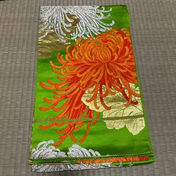 후쿠로 오비 국화꽃무늬 그린 컬러