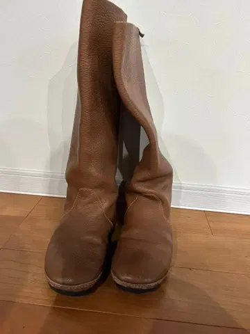 브라운 가죽 롱 부츠