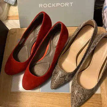 ROCKPORT 레드 레오파드 무늬 펌프스 2켤레 세트