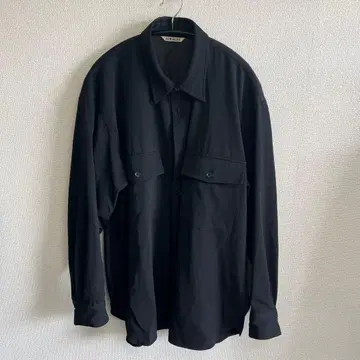 AURALEE 블랙 긴팔 셔츠 프론트 포켓 부착