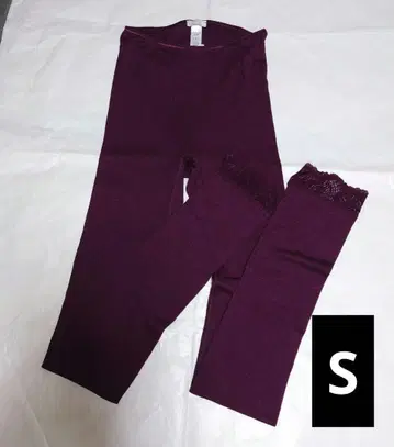 택 포함 새상품 고급 울 실크 레깅스 하의 퍼플 S