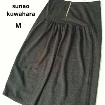 레어 I.S. 스나오 쿠와하라 롱 플레어 스커트 백 개더 턱 M