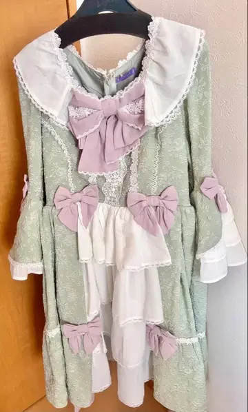 axes kawaii 메리 공주 소매 드레스 민트