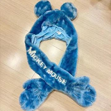미키마우스 머플러 캡 귀 달린 후드 파랑