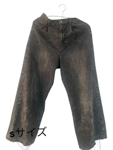 블랙 와이드 레그 데님