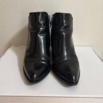 Fabio Rusconi 블랙 가죽 지퍼 부츠 중간 힐