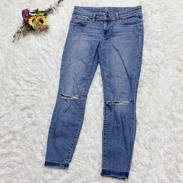 갭 [ M ] 스키니 데님 데미지 진 스트레치 컷오프 블루