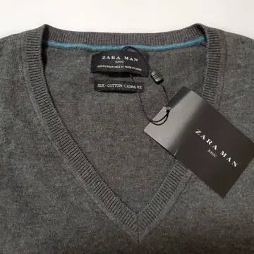 자라 V넥 스웨터 미사용 택 포함 캐시미어 혼방 M 사이즈