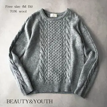 새상품급 B&Y UNITEDARROWS BYBC 3G 케이블 크루넥 니트