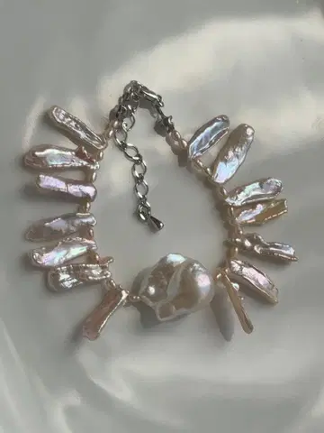 담수 진주 메탈릭 레인보우 컬러 오이스터 바로크 양귀비 진주 팔찌