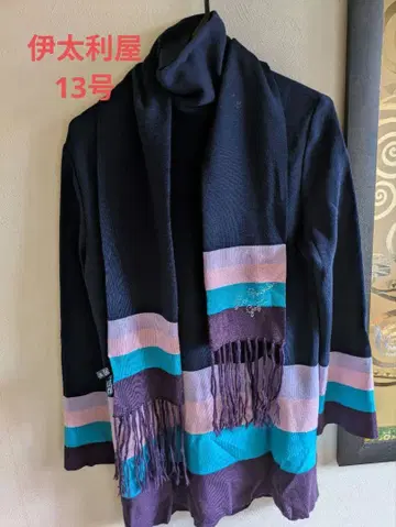 이타리야 니트 튜닉 기장 머플러 포함