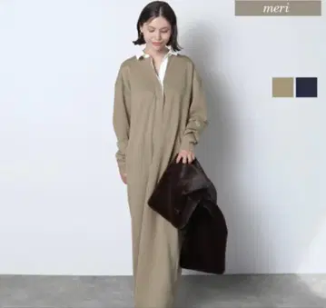 완판템 meri 라거컷 원피스 베이지 피케 셔츠 미