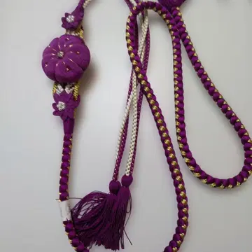 초호화 후리소데용 허리띠 순수 실크 미사용 FO129 보라색