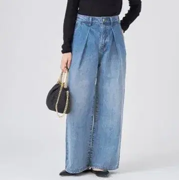 새상품급 이에나 IENA 에코 데님 와이드 턱 배기 팬츠 36