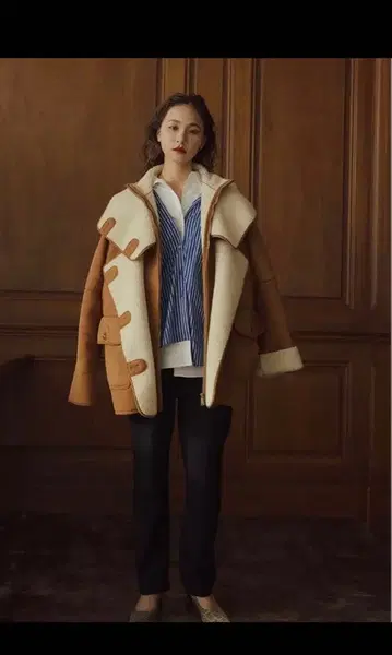 새상품급 RANDEBOO 에스탕 보아 코트 F 오버 사이즈 카멜