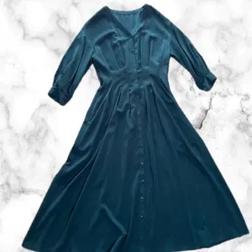 ANAYI 다크 그린 긴팔 셔츠 원피스