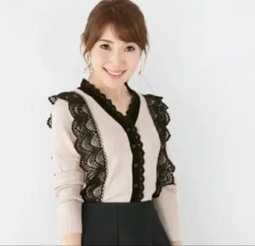 liala x pg 레이스 핑크 베이지 가디건