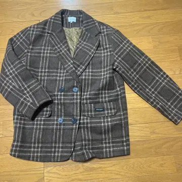 emi 체크 무늬 더블 브레스트 자켓 L