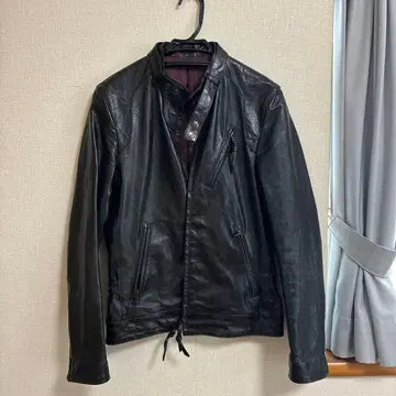 블랙 가죽 라이더 자켓