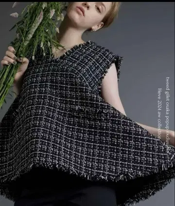 heve 트위드 베스트 핑크 블랙 팝업 우메다 한큐 한정 컬러