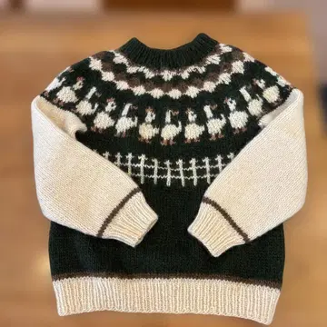 낸시 토마스 손뜨개질 스웨터 다크 그린