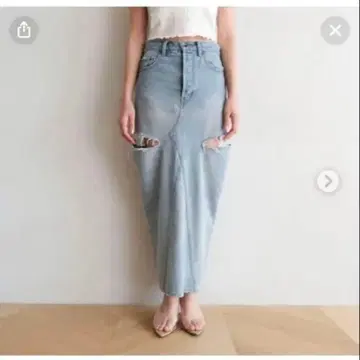 Searoomlynn 사이드컷 데님 롱 스커트 빈티지 블루