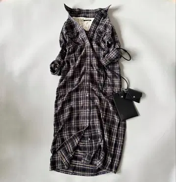 밴야드 스톰 셔츠 원피스 긴팔 롱 기장 맥시 길이 체크 무늬