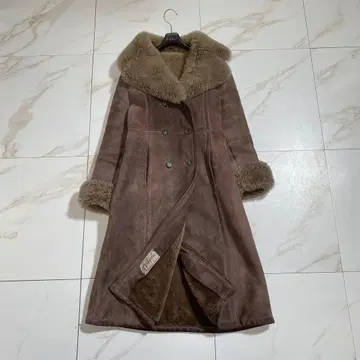 레어 빈티지 불가리제 더블 버튼 리얼 무스탕 코트 울트라 웜 여배우 옷깃