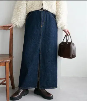 US 코튼 데님 내로우 스커트 DISCOAT