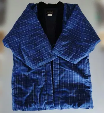 쿠루메 핸드메이드 한텐 성인용 파랑 체크 무늬 한텐