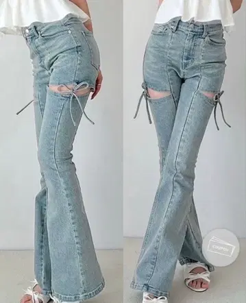 RESEXXY 컷 아웃 리본 데님 팬츠 M 사이즈