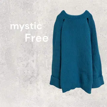 미스틱 mystic 니트 스웨터 긴팔 두꺼운 원단 블루 프리 사이즈