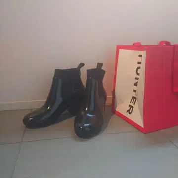 헌터 블랙 레인부츠 US6