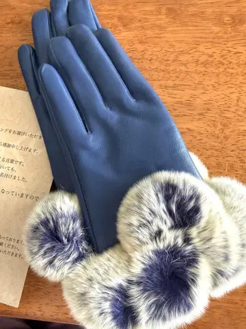 [ 미사용 ] 천연 가죽 퍼 포함 겨울용 장갑