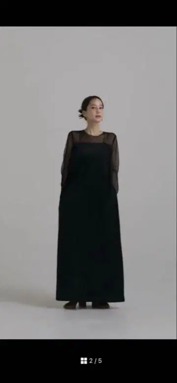 louren sheer docking velour dress 블랙