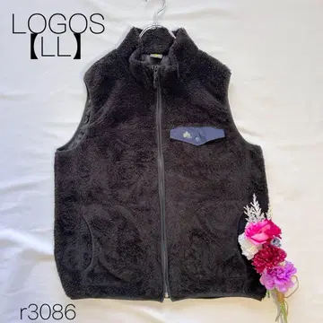 로고스 파크 샤기 보아 베스트 (지레) 안감 부착 블랙 [ LL ]