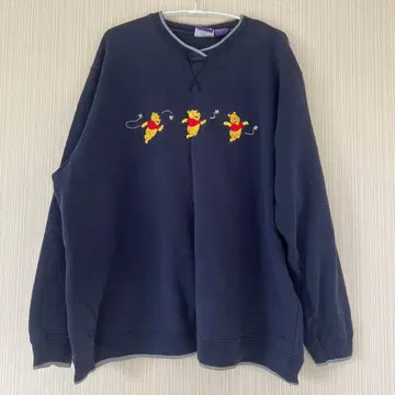 푸우 자수 네이비 트레이닝복 구제 의류