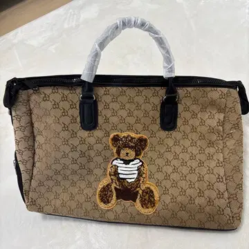 곰 자수 베이지 로고 보스턴 백