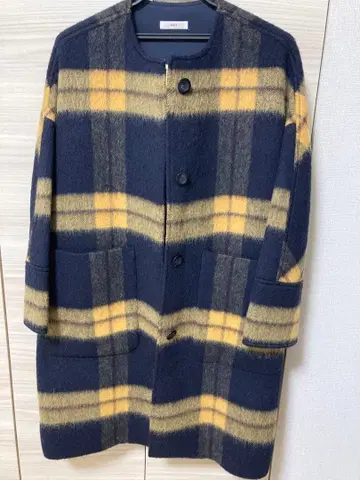 yori 샤기 체크 코트 요리