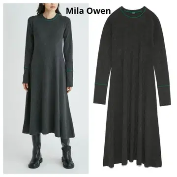 Mila Owen 커프스 슬리브 플레어 니트 원피스 S 그레이