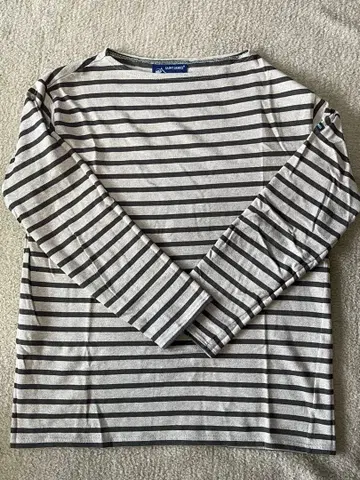 SAINT JAMES 그레이 스트라이프 긴팔 티셔츠