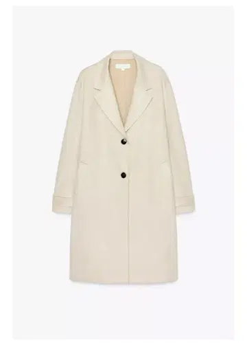 베이지 싱글 브레스티드 롱 코트