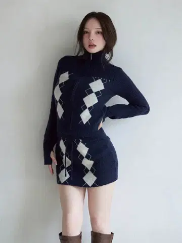 andmary Argyle knit set up
