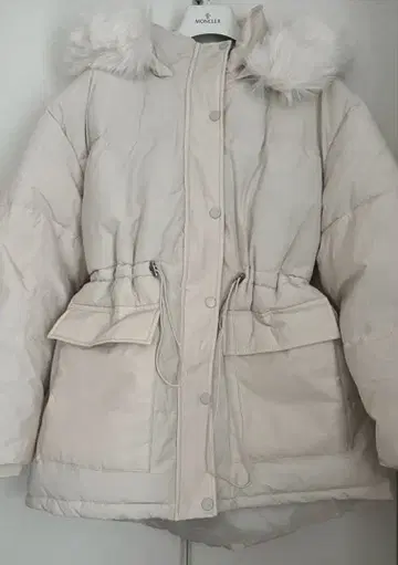 새상품급 화이트 퍼 부착 자켓 점퍼 아우터 블루종 세탁 OK