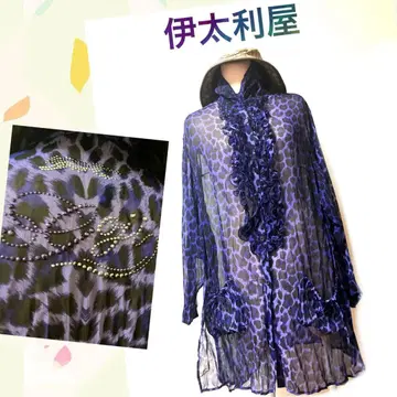 이타리야 레오파드 무늬 롱 셔츠 상의