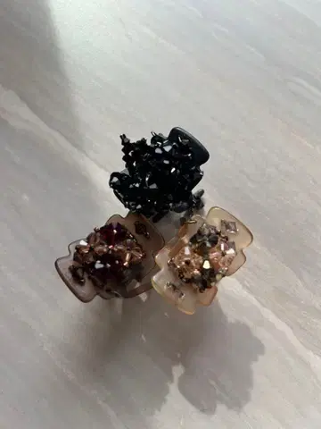 비쥬 장식 헤어 클립 3개 세트 컴플렉스 비즈